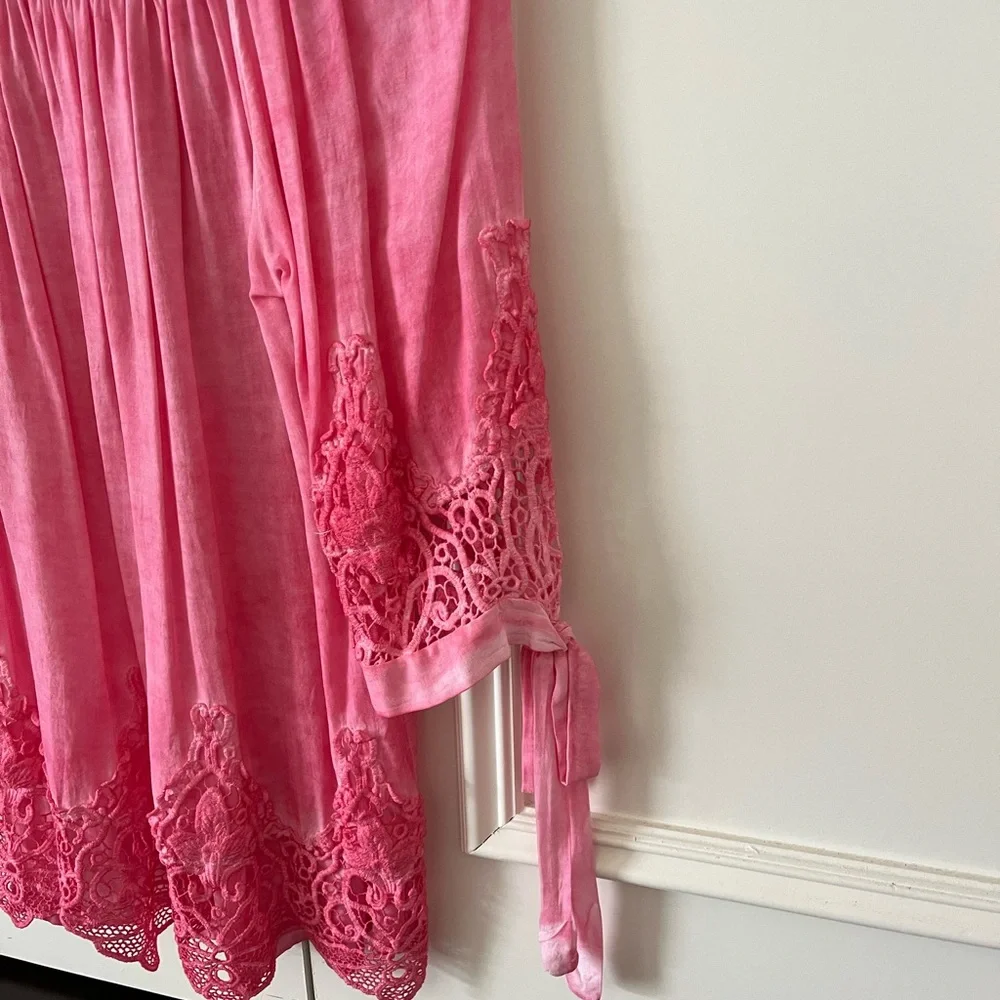 Pink Lace Trim Off-Shoulder Top - Picture 6 of 6